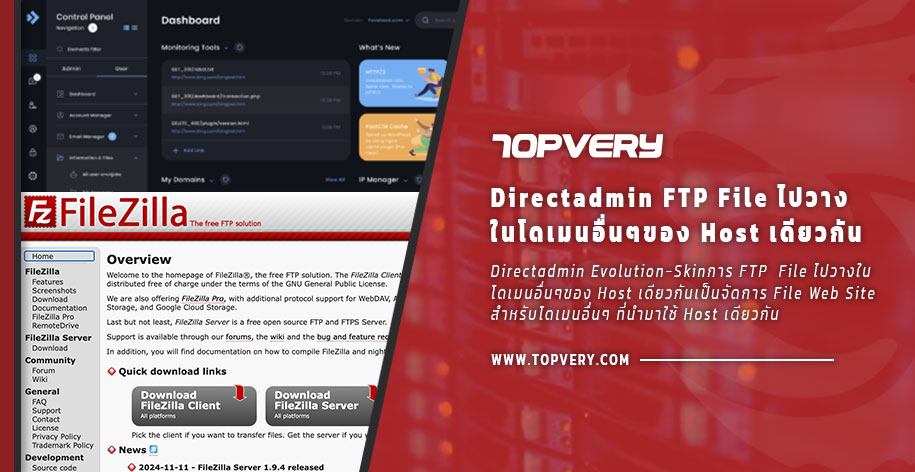 Directadmin Evolution Skin การ FTP file ไปวาง ใน โดเมนอื่นๆ ของ Host เดียวกัน Directadmin