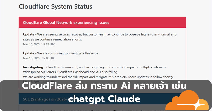 Cloudflare ล่มทั่วโลก กระทบ Claude ai ChatGPT และอื่นๆ